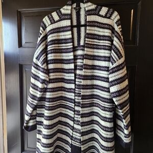 Talbots Women's Navy and Light Blue Striped Coat New Without Tags